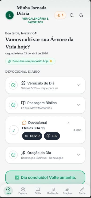 Tela do app Minha Jornada Diária